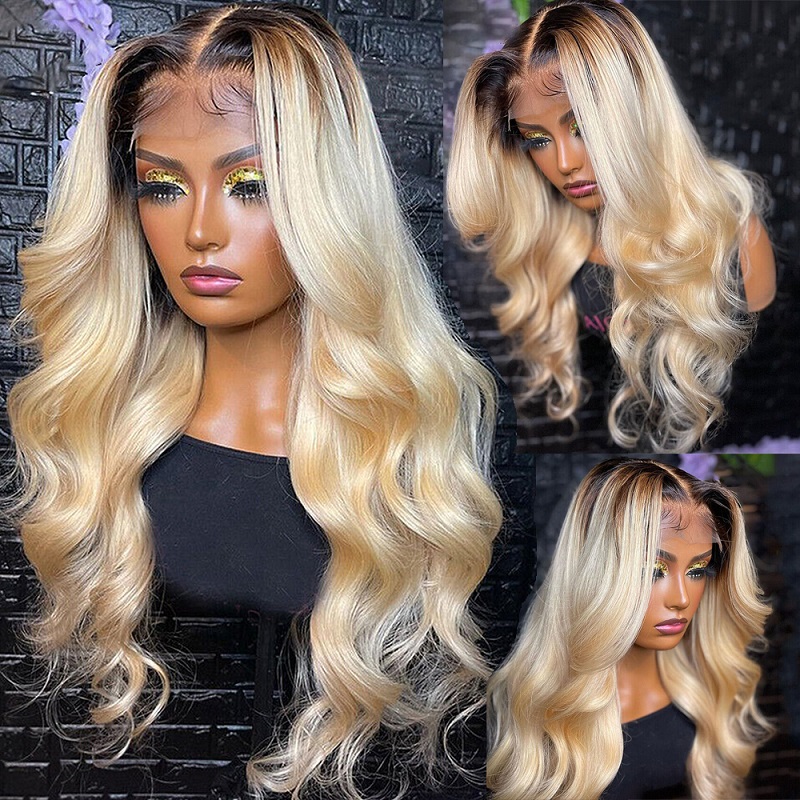 613 Blonde Body Wave Lace Front Wig - 1B 613 Парик из натуральных волос