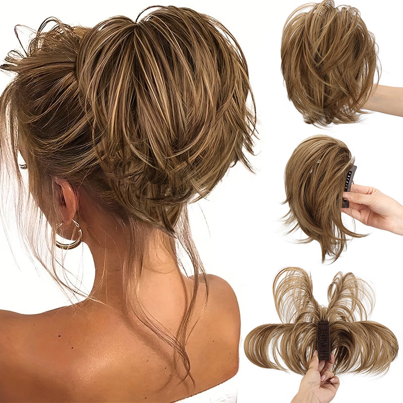Синтетический хвост на заколке – обзор и цена Claw Clip Messy Bun Hair Piece