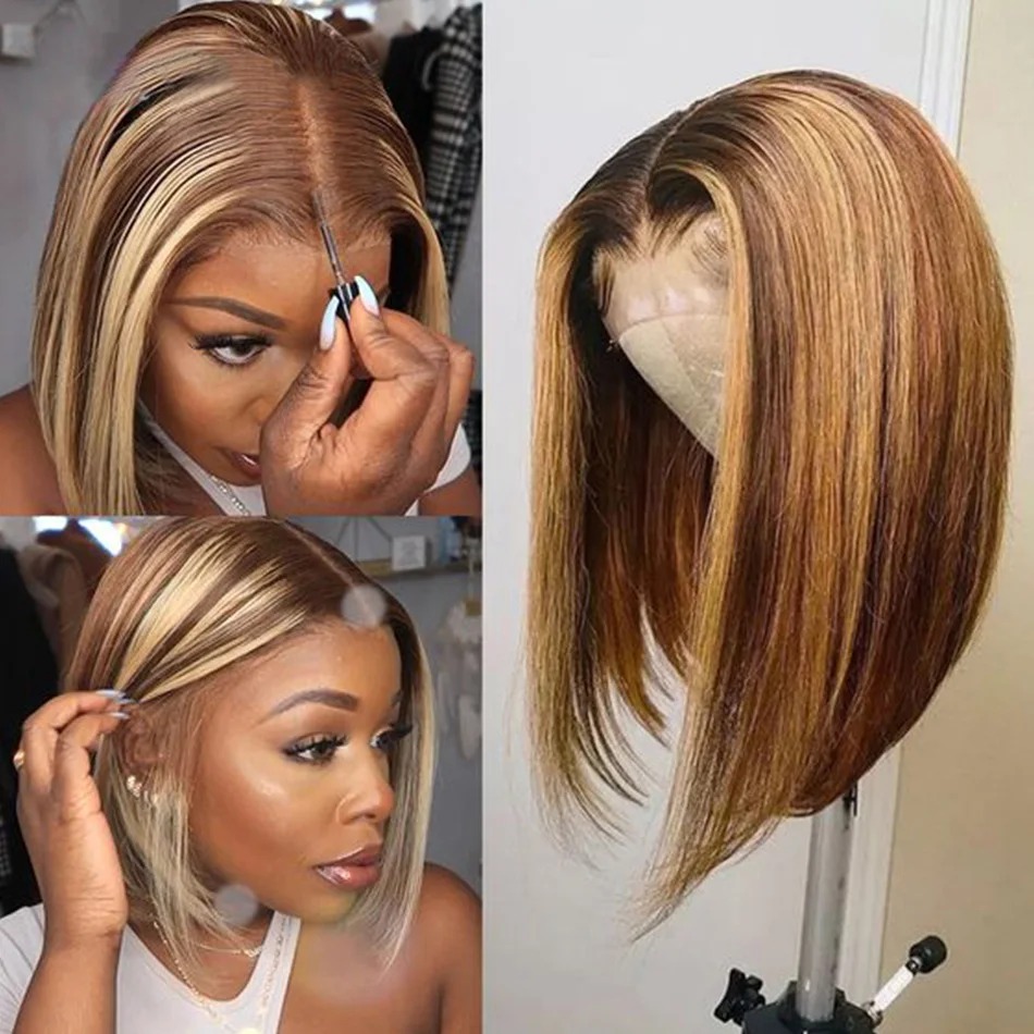 Парик с блондированными прядям – обзор и цена Pre Parted 13X4 Lace Front Bob Wig