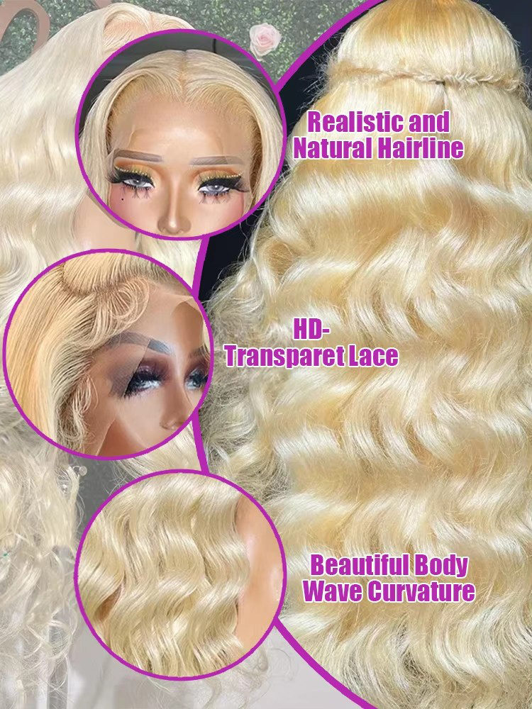 Плотность 220%, 613 медово-рус – обзор и цена 613 Blonde Body Wave Lace Front Wig